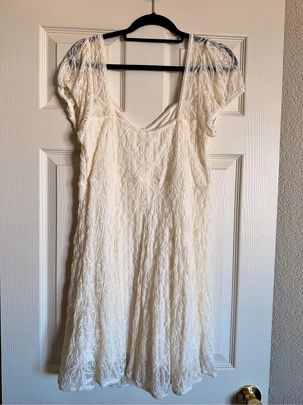 No Boundaries Floral Lace Mini Dress Cream/Ivory Size 15-17 XL With Slip New